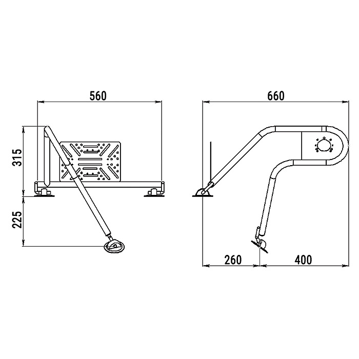 Стойка рулевая с креплением на баллон надувной лодки 25мм в Ельце